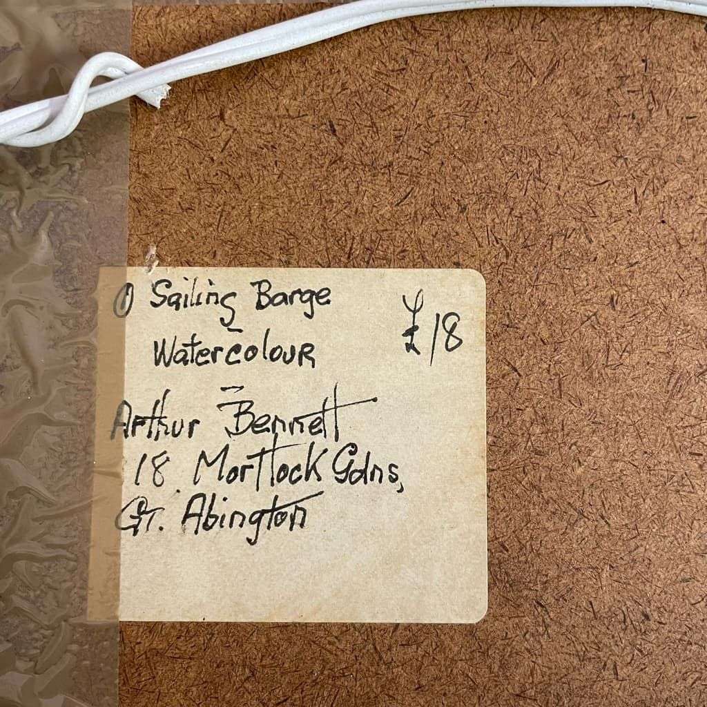 Framed Signed Watercolour "Barge" Unknown Artist