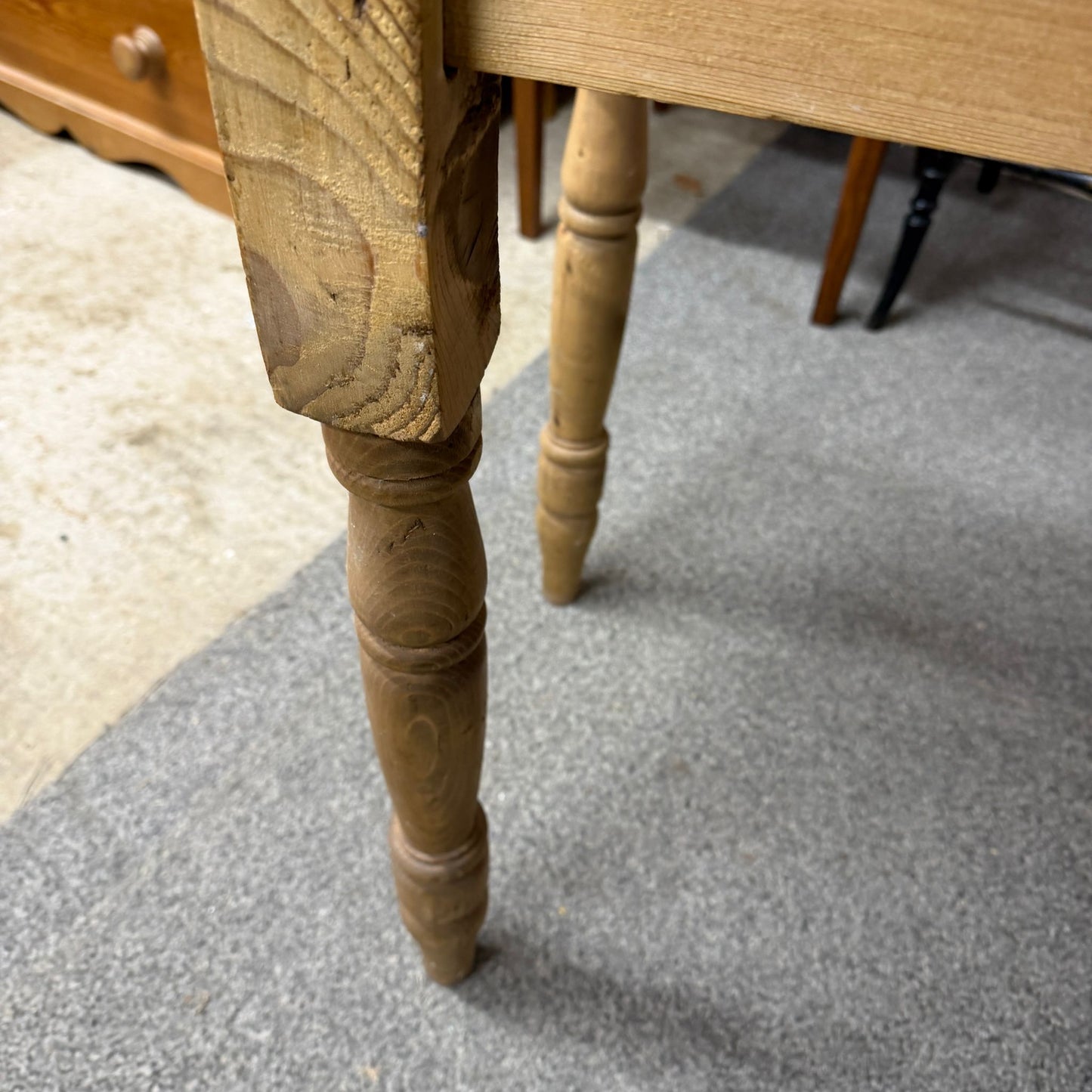 Early 20thC Beech Writing Desk Console Table Single Drawer Turned Legs