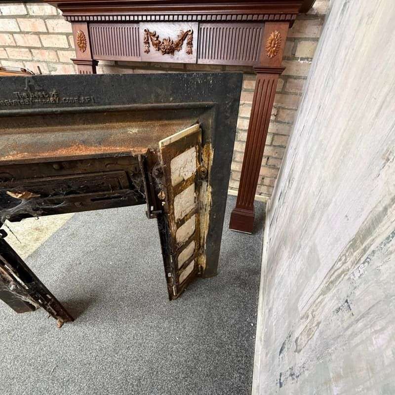 Vintage Cast Iron Tiled Fire Surround Floral Pattern Ornate Design Heavy