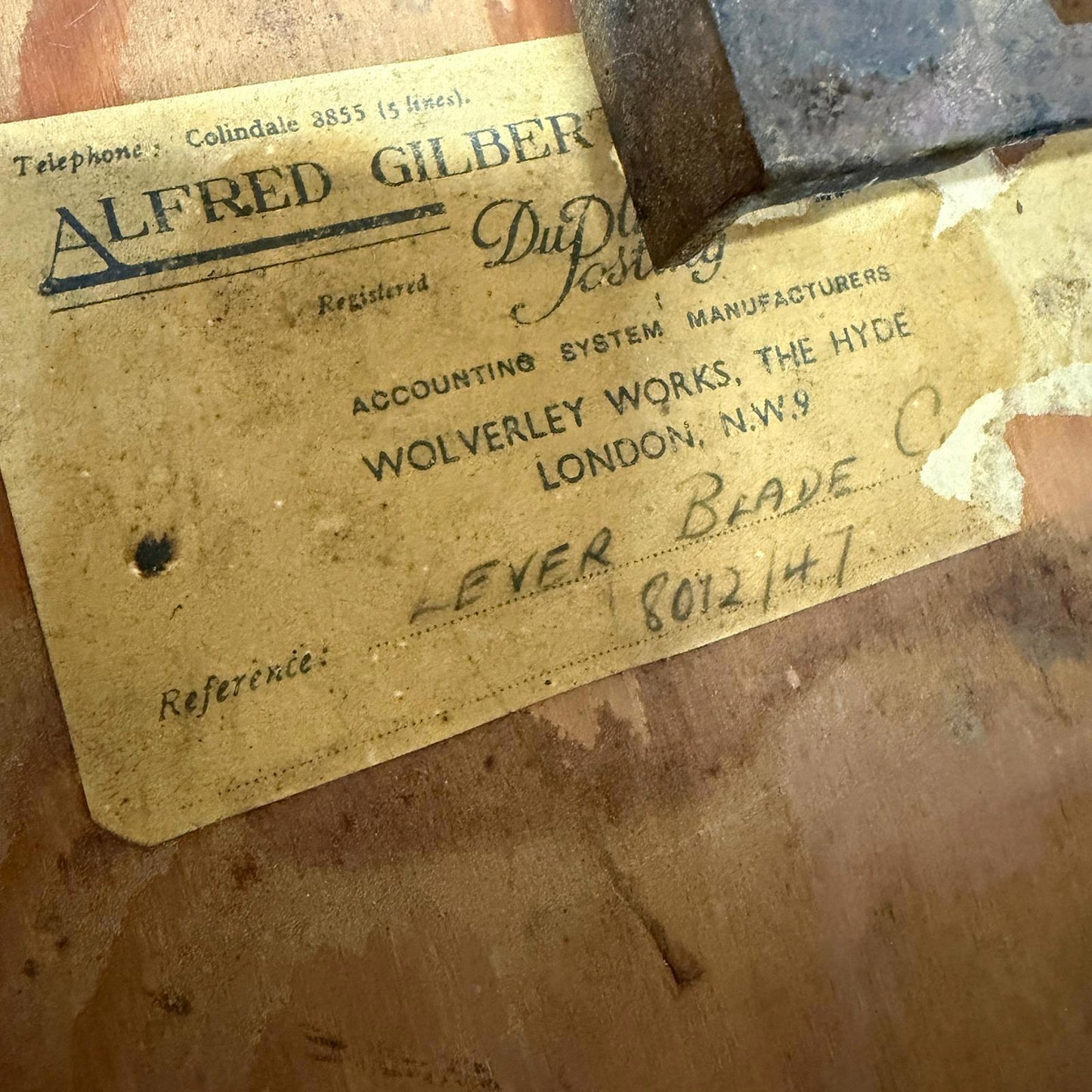 Antique Wooden Paper Tabletop Guillotine by Alfred Gilbert Ruler