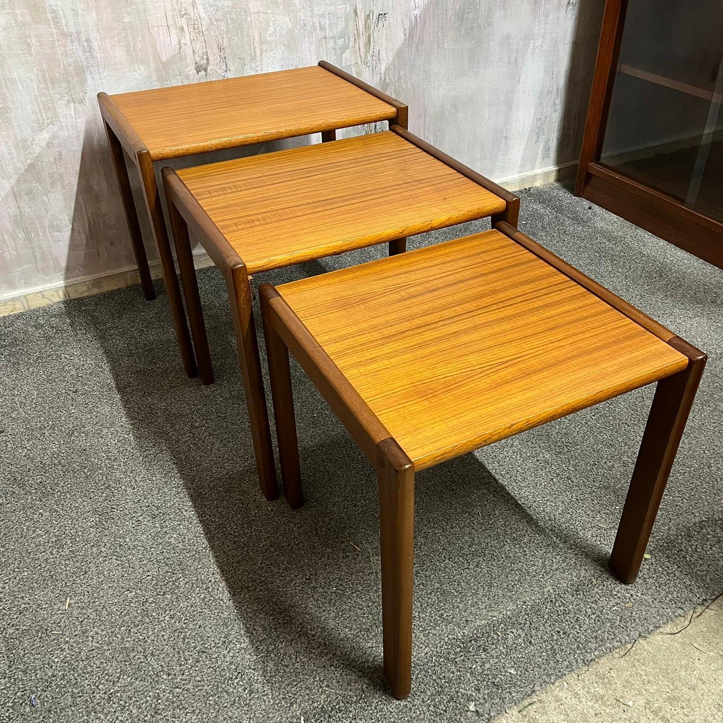 Danish Nest Of Tables BRDR Furbo Spottrup Mid Century Teak Side Tables Vintage