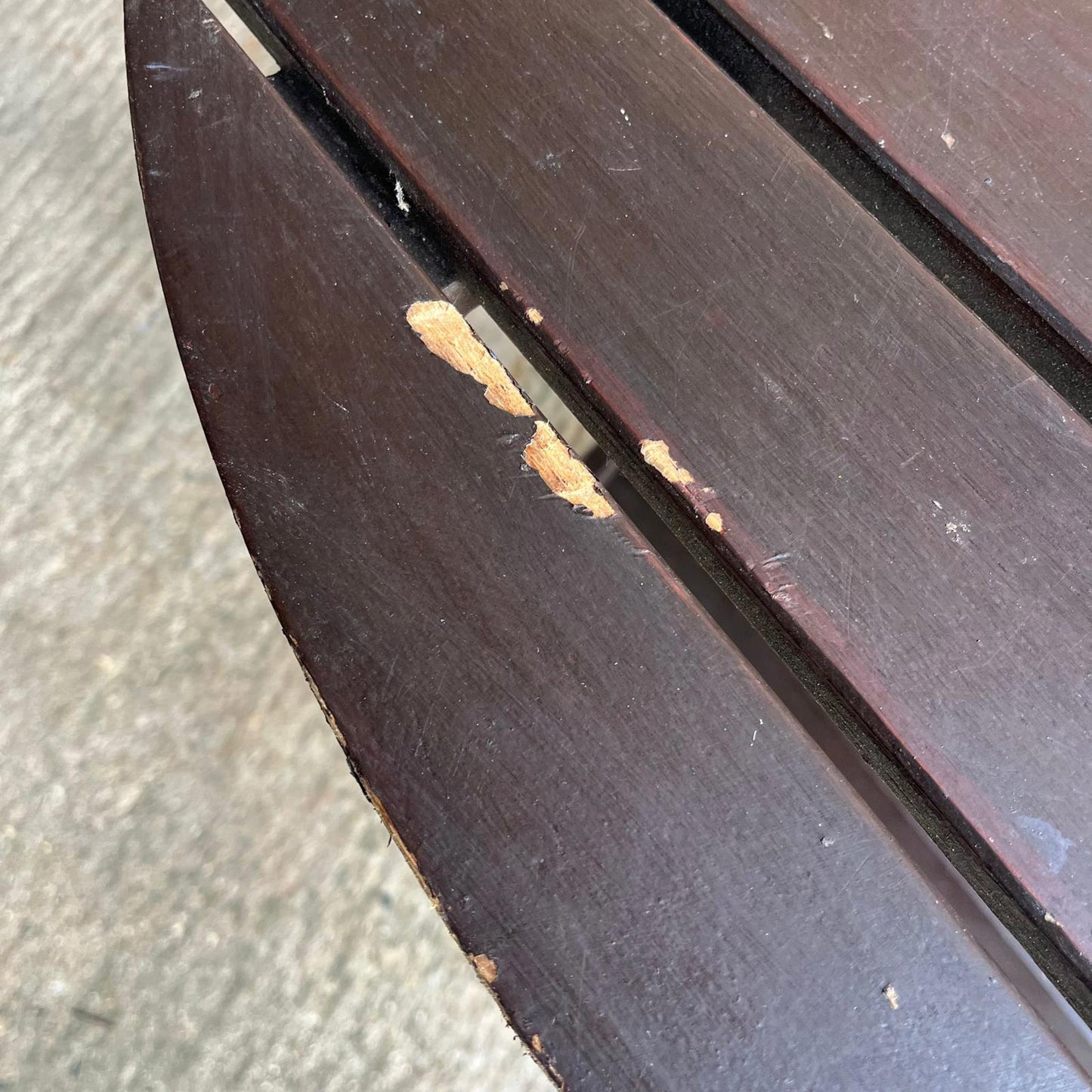 Hardwood Circular Wooden Folding Garden Table Stained Brown Seats 4