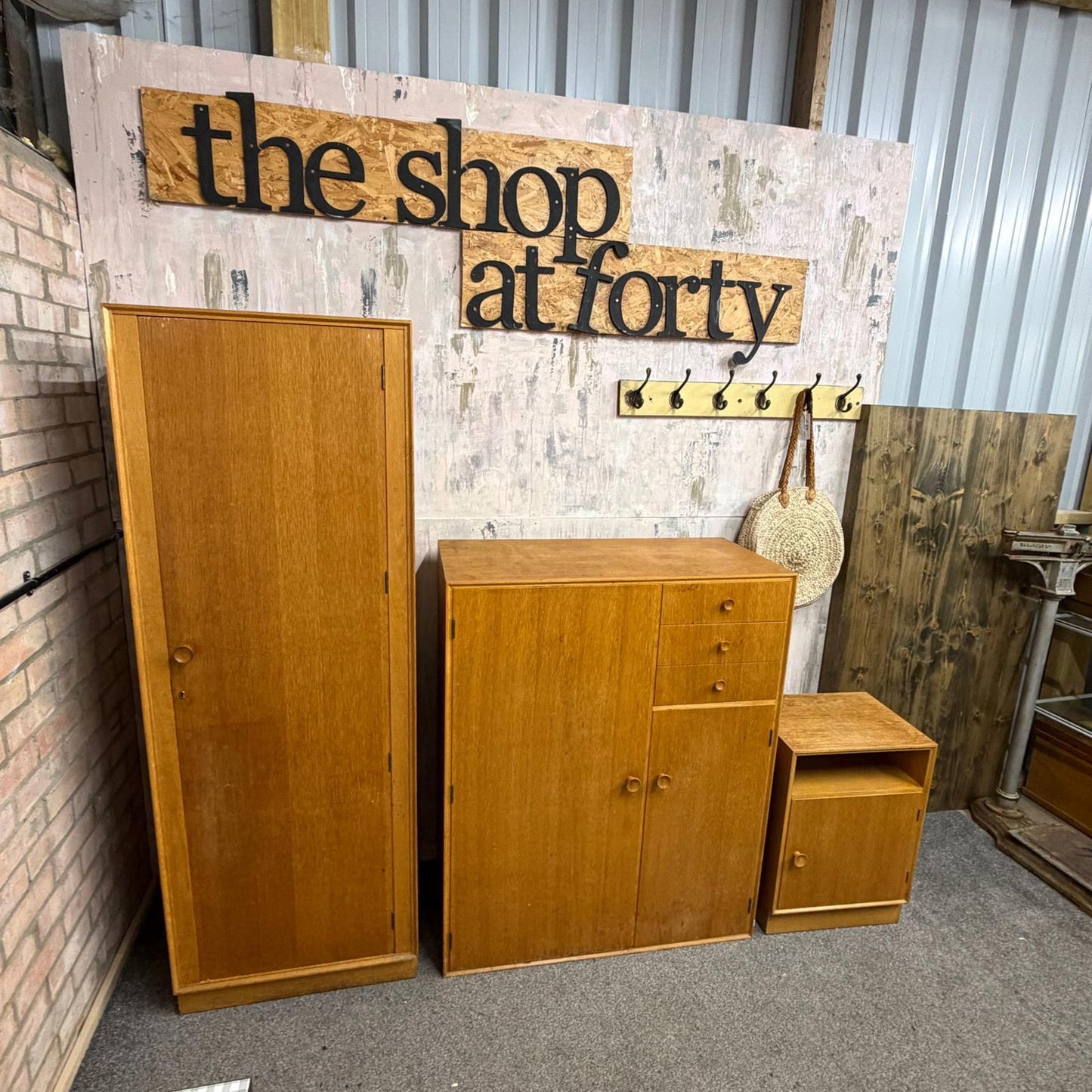 Mid Century Meredew 3 Piece Bedroom Set Wardrobe Compactum Bedside Cabinet 1970s