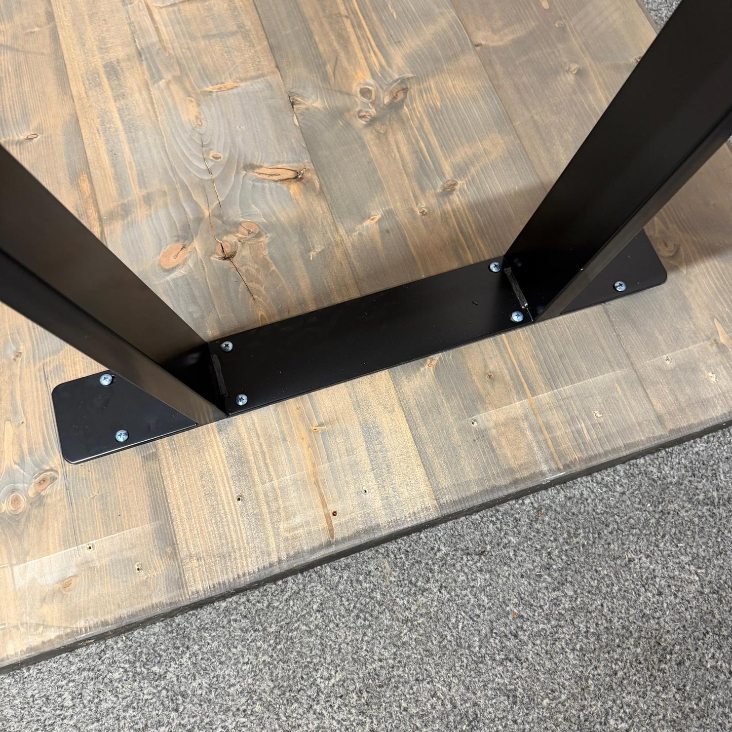 Modern Solid Wood Dining Table Industrial Trapezium Legs Seats 6 Warehouse Loft