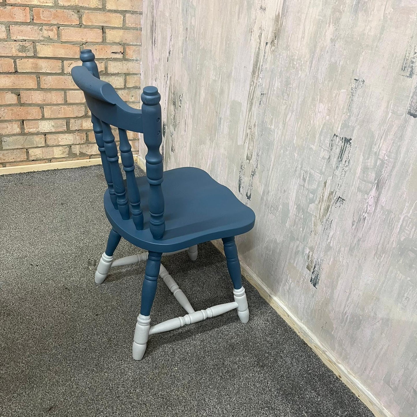 Painted Pine Farmhouse Chair Blue & Grey Shabby Chic