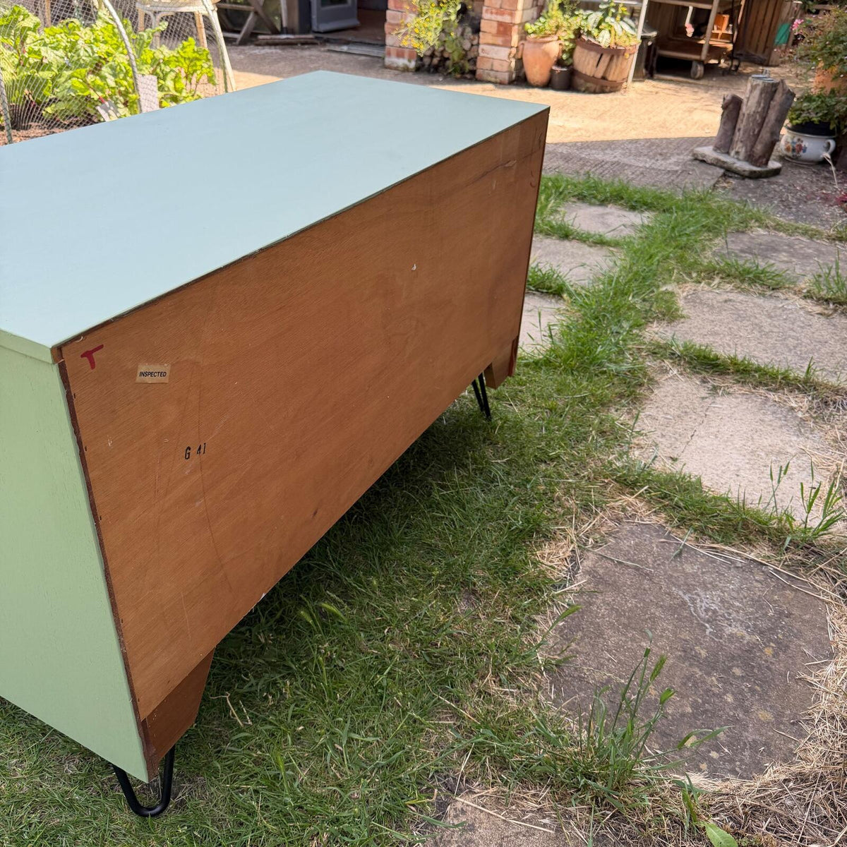 Vintage Nathan Squares Mid Century Low Cupboard Painted Hairpin Legs