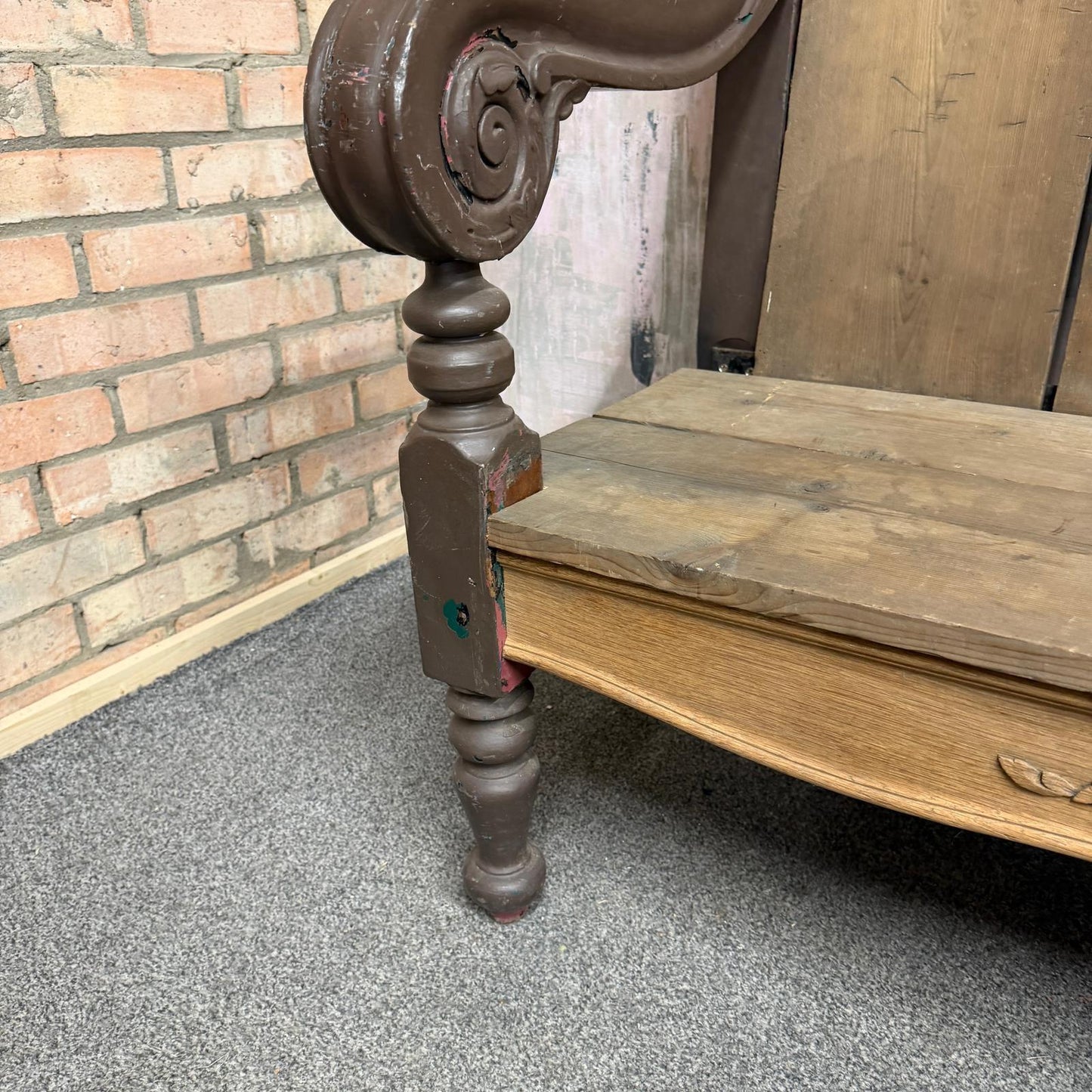Ornate Pine 2 Seater Bench Reclaimed Rustic Feel