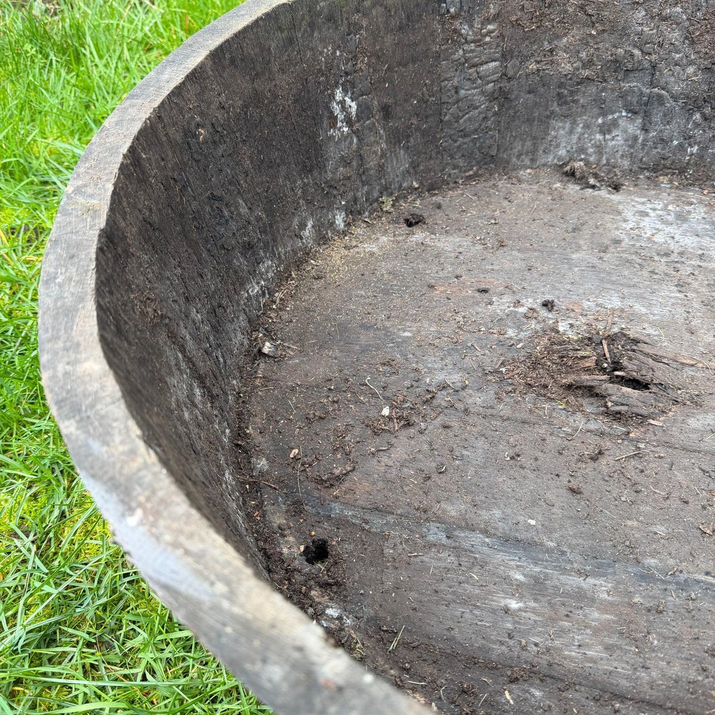 Vintage Wooden Barrel End Planter Banded Not Watertight