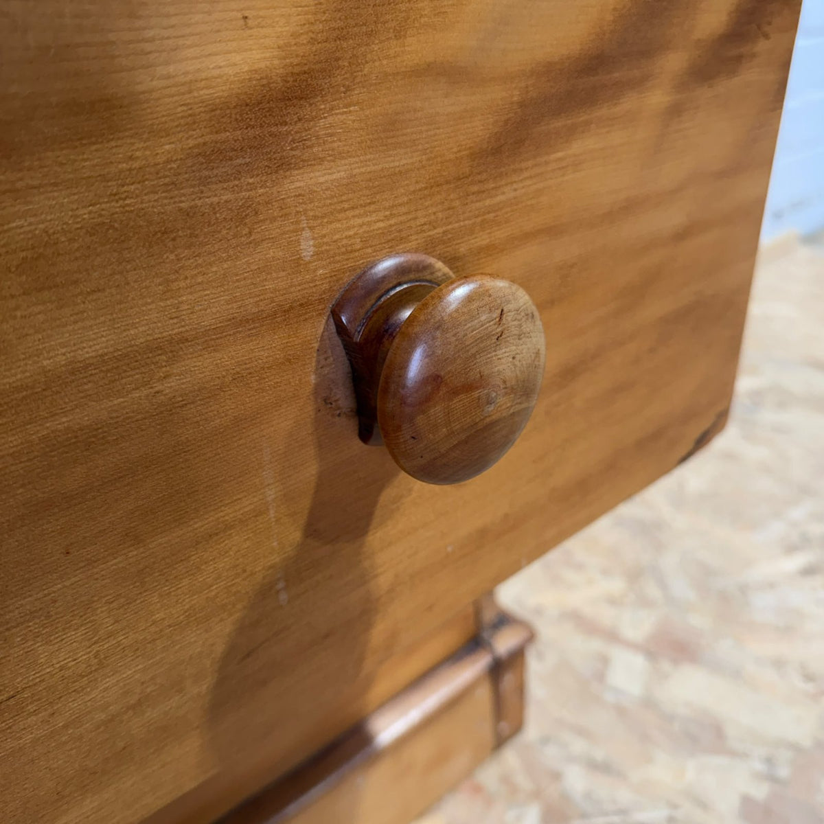 Vintage Rustic Satin Walnut (Pine?) Chest 2 Over 2 Drawers Plinth Drawer