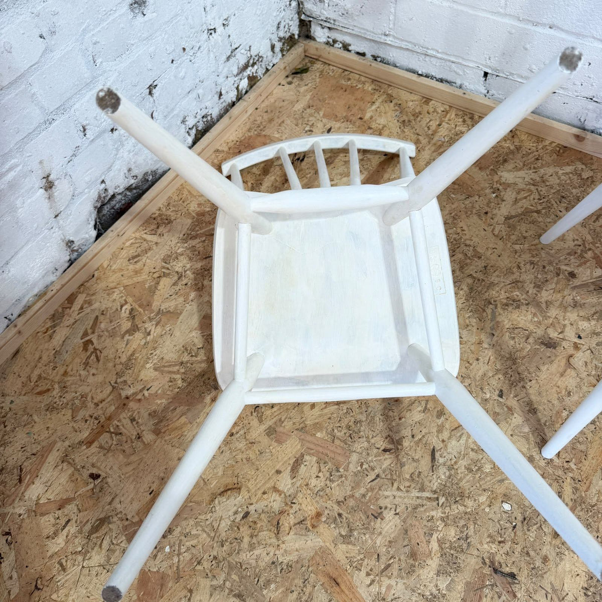 Vintage Pair Ercol Model 391 Kitchen Dining Chairs Painted White Retro