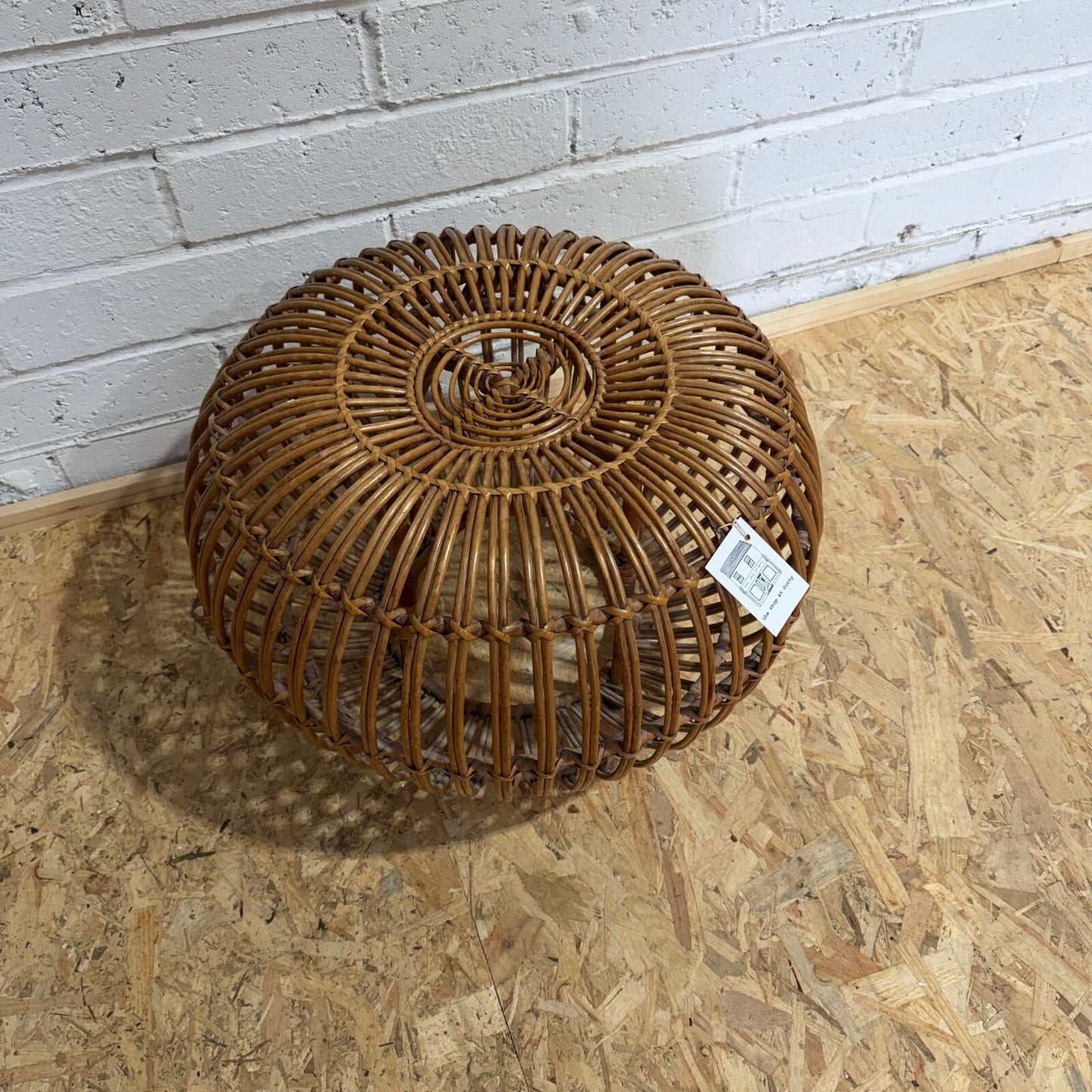 Bamboo Puff Ball Lobster Pot Side Table Foot Stool Low Seat