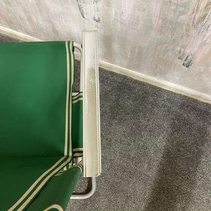 Vintage Retro Aluminium Framed Garden Chair Green Fabric