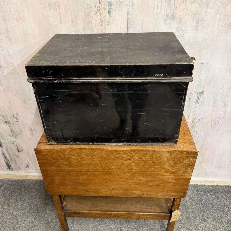 Vintage Solicitors Black Metal Deed Chest Side Handles Side Coffee Table Toys