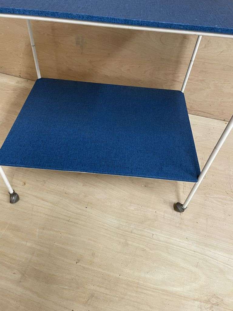 Vintage Retro Mid-Century 2 Shelves Drinks Trolley Metal Frame Castors Shelves