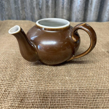 Vintage 1960s Pillivuyt French Drip Coffee Pot Glazed Brown Lustre Side Spout