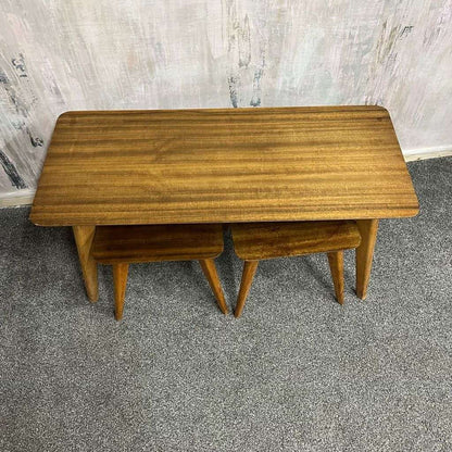 Mid Century CC41 Utility Ware Coffee Table And 2 Side Tables Teak And Ply