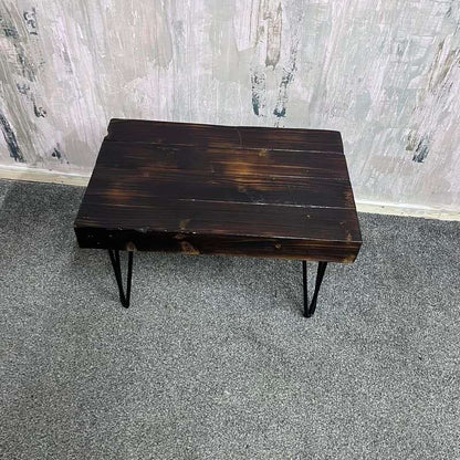Rustic Wooden Small Side Table Seat Coffee Table Black Hairpin Legs