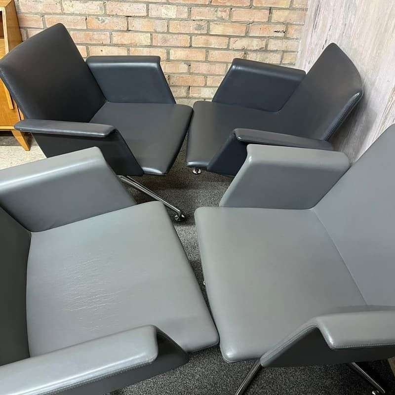 4x Brunner Conference Cafe Meeting Chair Grey And Graphite Chrome Star Base