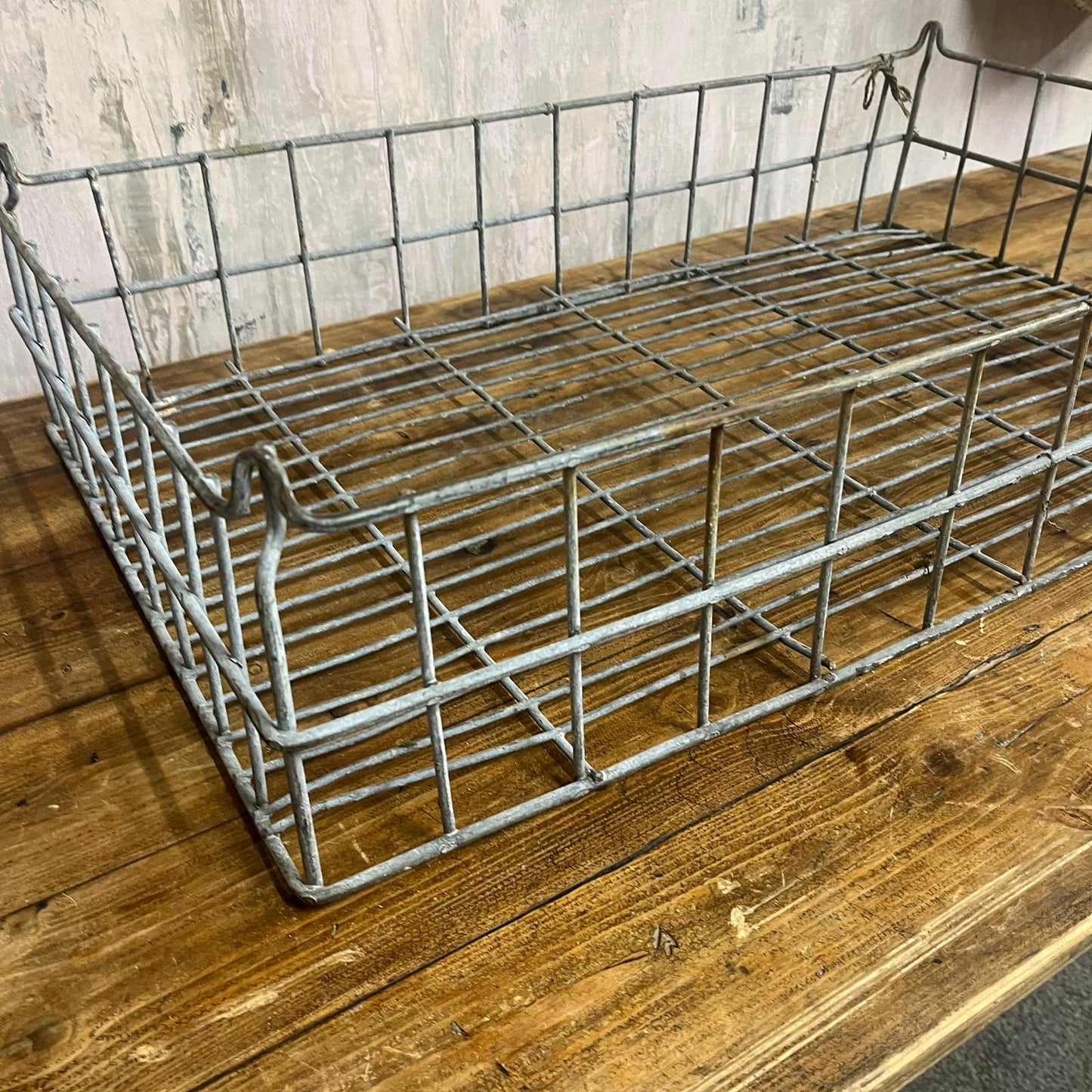 Vintage Galvanised Wire Bread Basket Storage
