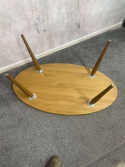 Modern Pill Shaped Coffee Table Tapered Legs Side End Table