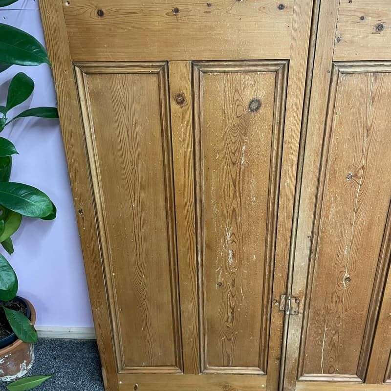 Vintage Pair Painted Wooden Doors Panels Wall Hanging Hospitality Retail