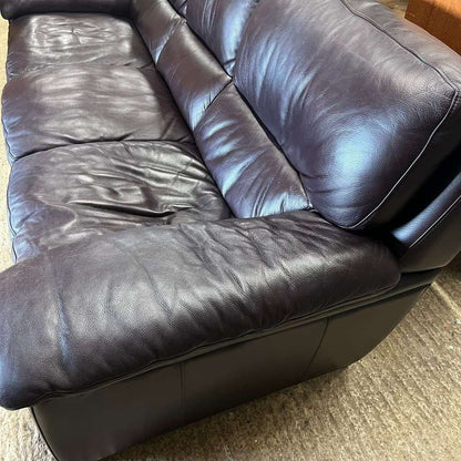 3 Seater Leather Sofa Dark Chocolate Colour Wide Arms PreLoved