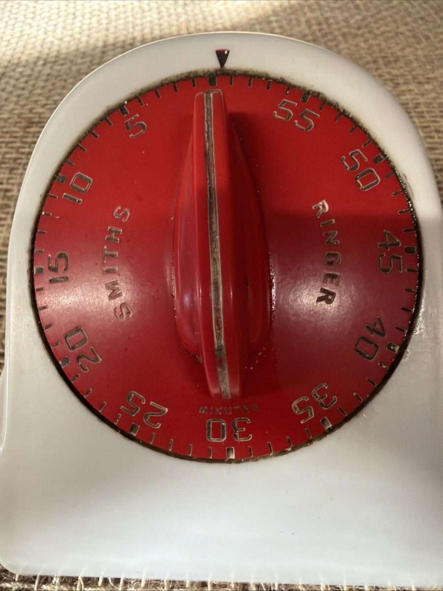 Vintage Mid-Century Smiths Ringer Kitchen Timer Tested Working Red Kitchenalia