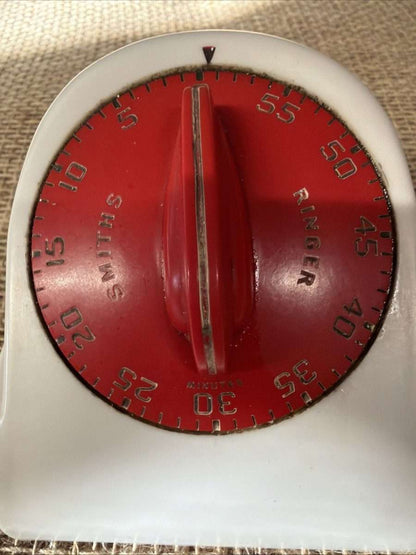 Vintage Mid-Century Smiths Ringer Kitchen Timer Tested Working Red Kitchenalia