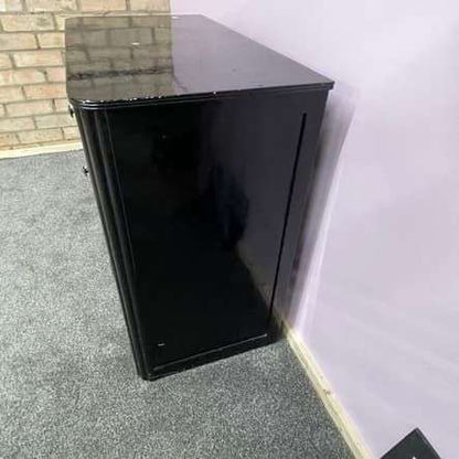 Simple Rustic Black Painted Wooden Cabinet Two Drawers Double Cupboard