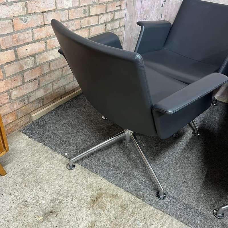 4x Brunner Conference Cafe Meeting Chair Grey And Graphite Chrome Star Base