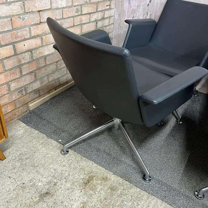 4x Brunner Conference Cafe Meeting Chair Grey And Graphite Chrome Star Base