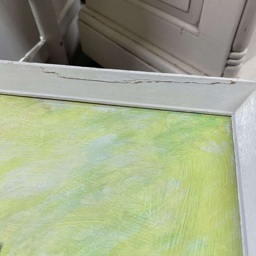 Retro Floral Painting With Wooden Frame