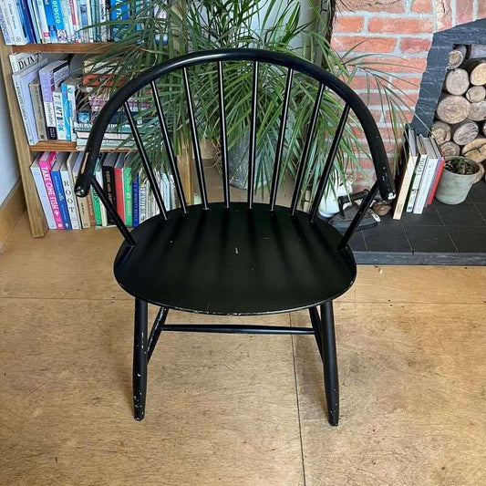 Vintage Danish Mid Century J64 Spindle Back Chair Ejvind Johansson Black Ash