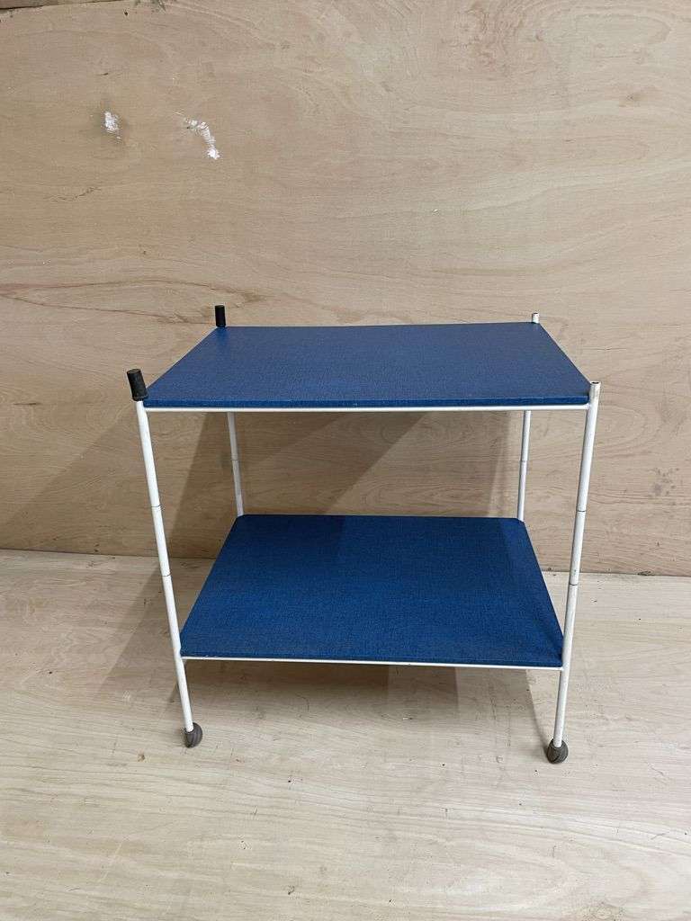 Vintage Retro Mid-Century 2 Shelves Drinks Trolley Metal Frame Castors Shelves