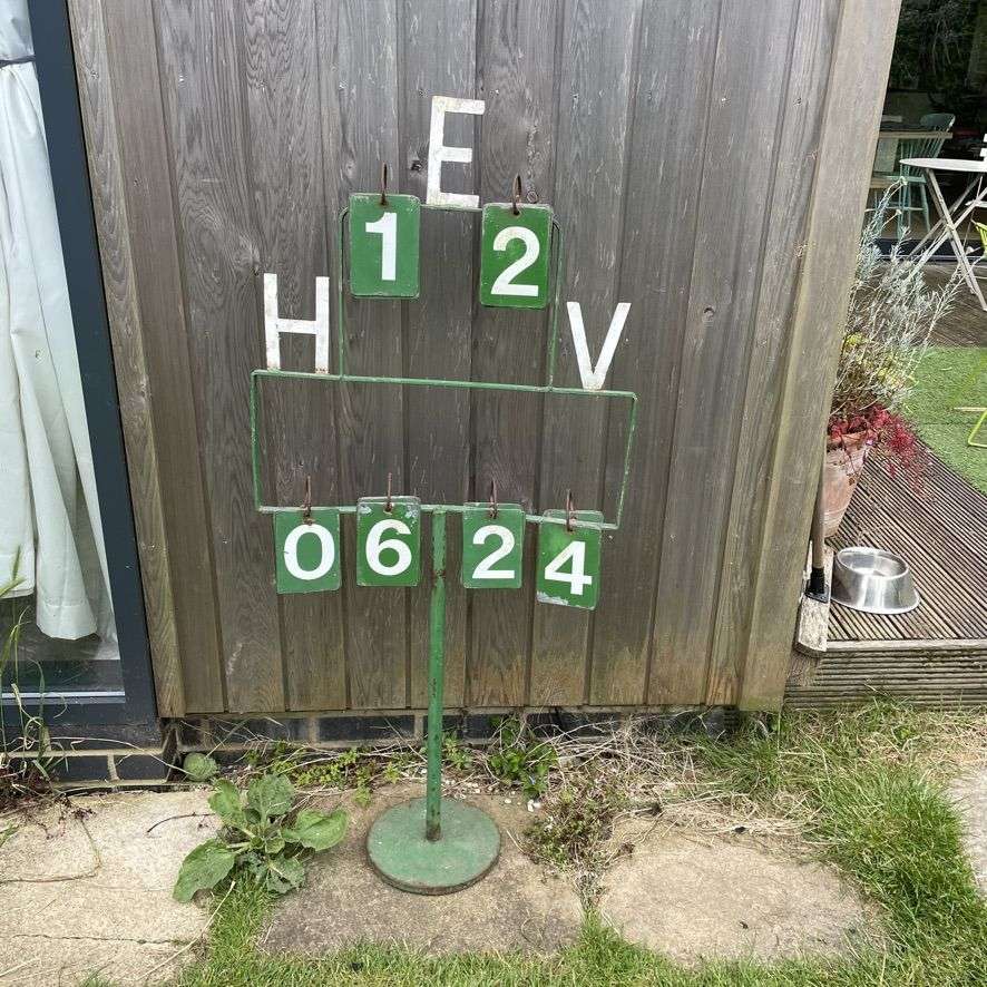 Vintage Crown Green Bowling Scoreboard Metal Frame Calendar Garden House Numbers