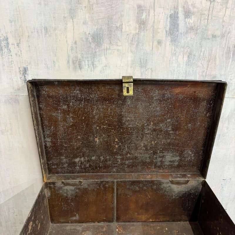 Vintage Solicitors Black Metal Deed Chest Side Handles Side Coffee Table Toys