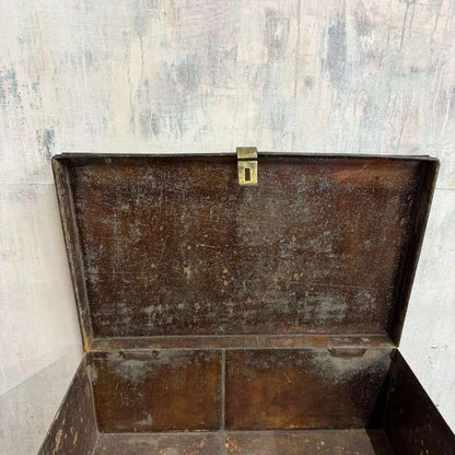 Vintage Solicitors Black Metal Deed Chest Side Handles Side Coffee Table Toys