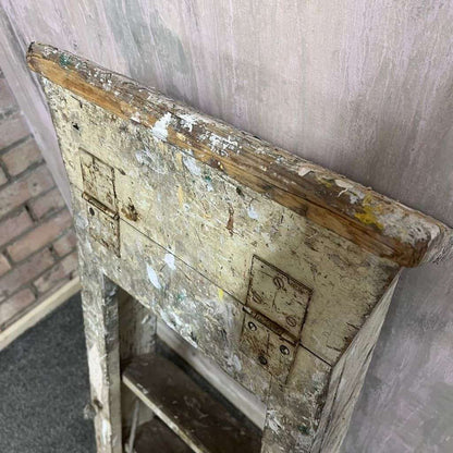 Vintage Painted Stepladder 3 Treads Platform Home Retail Prop