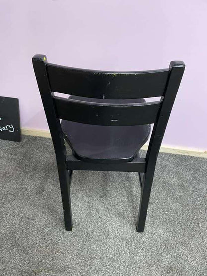 Low Painted Wooden Chair Distressed Paintwork Black Over Yellow