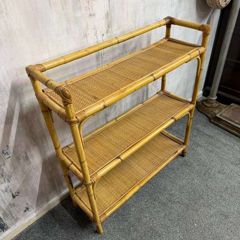 Retro 3 Tier Bamboo Shelving Unit Bookcase Bathroom Storage