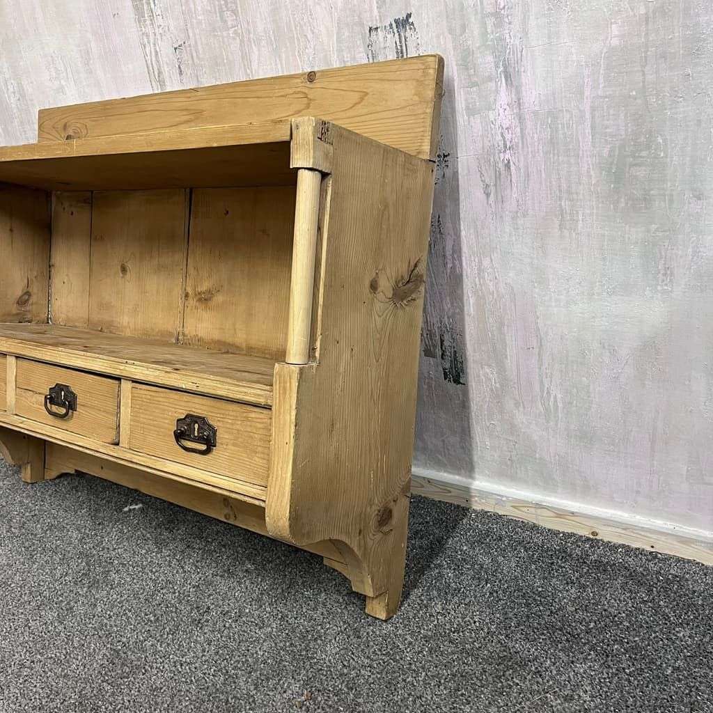 Rustic Reclaimed Timber Wall Shelf Unit 3 Drawers