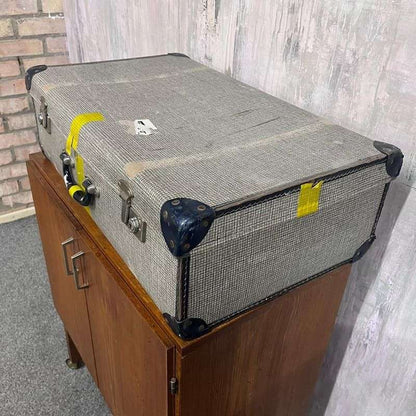 Vintage Suitcase Blue Leather Corners Prop Retail Display