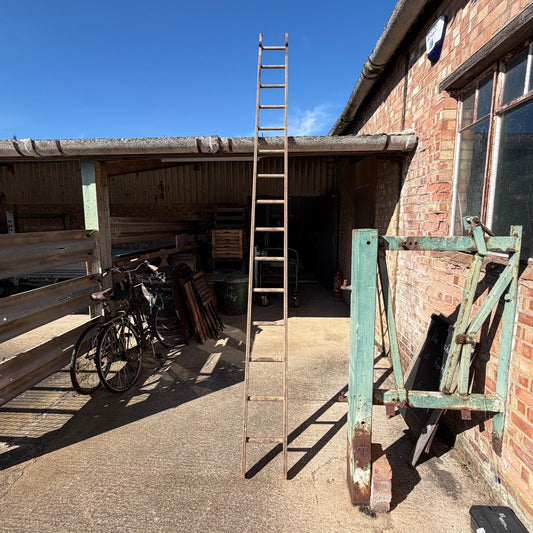 Vintage 13ft 15 Rung Wooden Ladder Great Patina
