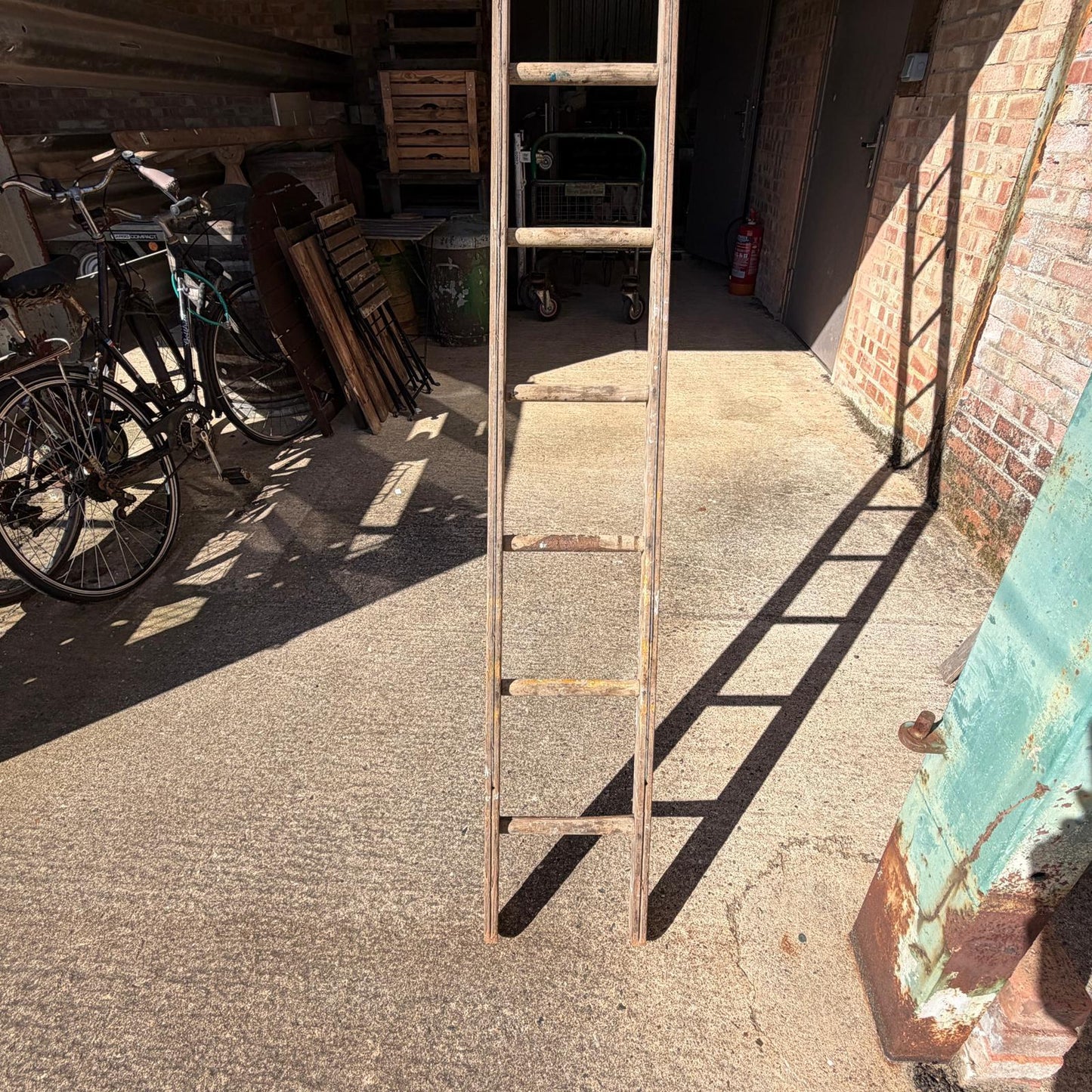 Vintage 13ft 15 Rung Wooden Ladder Great Patina