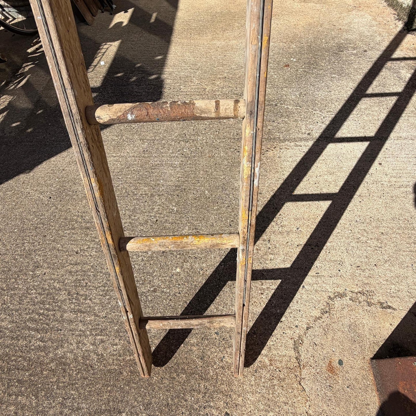 Vintage 13ft 15 Rung Wooden Ladder Great Patina