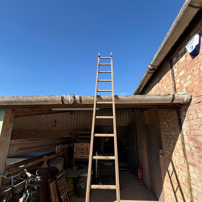 Vintage 13ft 15 Rung Wooden Ladder Great Patina