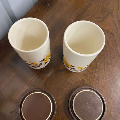 Vintage Crown Devon Coffee &amp; Sugar Ceramic Canisters Kitchen Storage