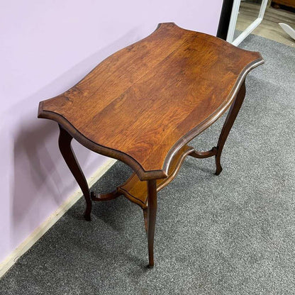 Antique Early 20thC Mahogany Hall Console Side Table With Shelf Under Cabriole