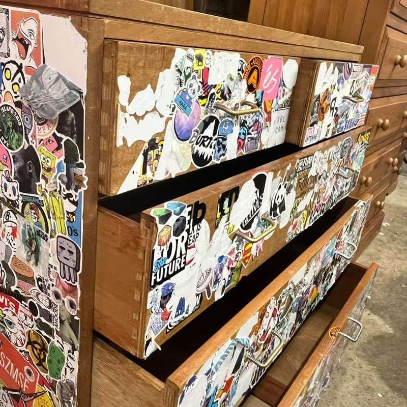 Vintage 1960's Army Issue Chest Of 2 Over 3 Drawers Formica Top Metal Handles