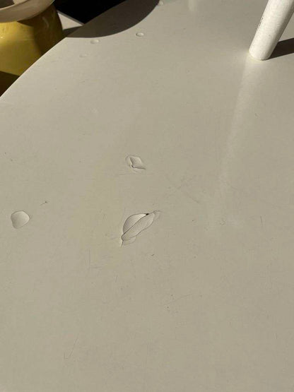 Vintage Retro Round Fibre Glass Topped Kitchen Table Star Base With 5 Chairs